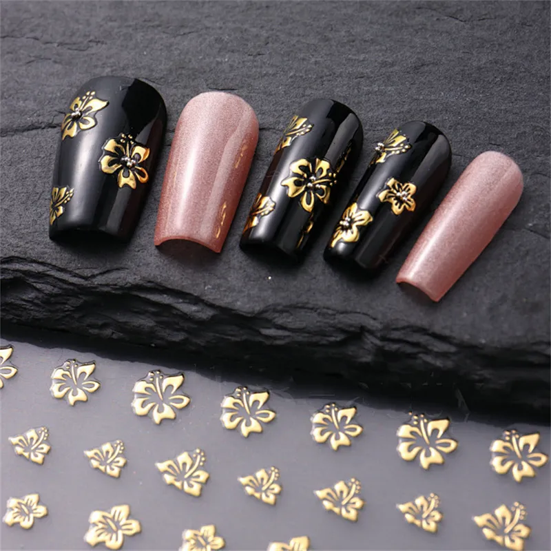 Gold Flower Nail Stickers